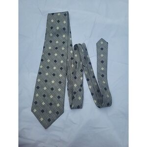 ceo silk tie‎ made in canada blue gold squares geometric